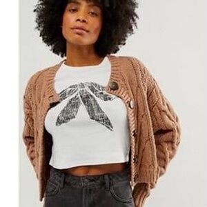 Free People Bow Cropped Tee